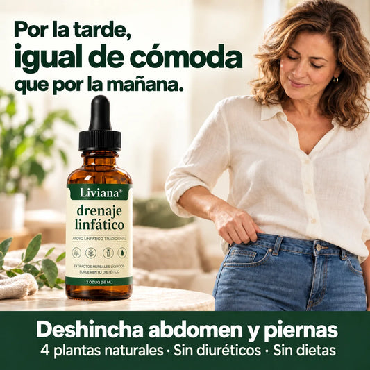 Liviana® — Gotas de Drenaje Linfático | Deshincha cara, abdomen y piernas de forma natural